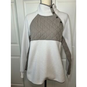 Abercrombie & Fitch Asymmetrical‎ Snap-Up Fleece, Ivory/Beige, Size Medium